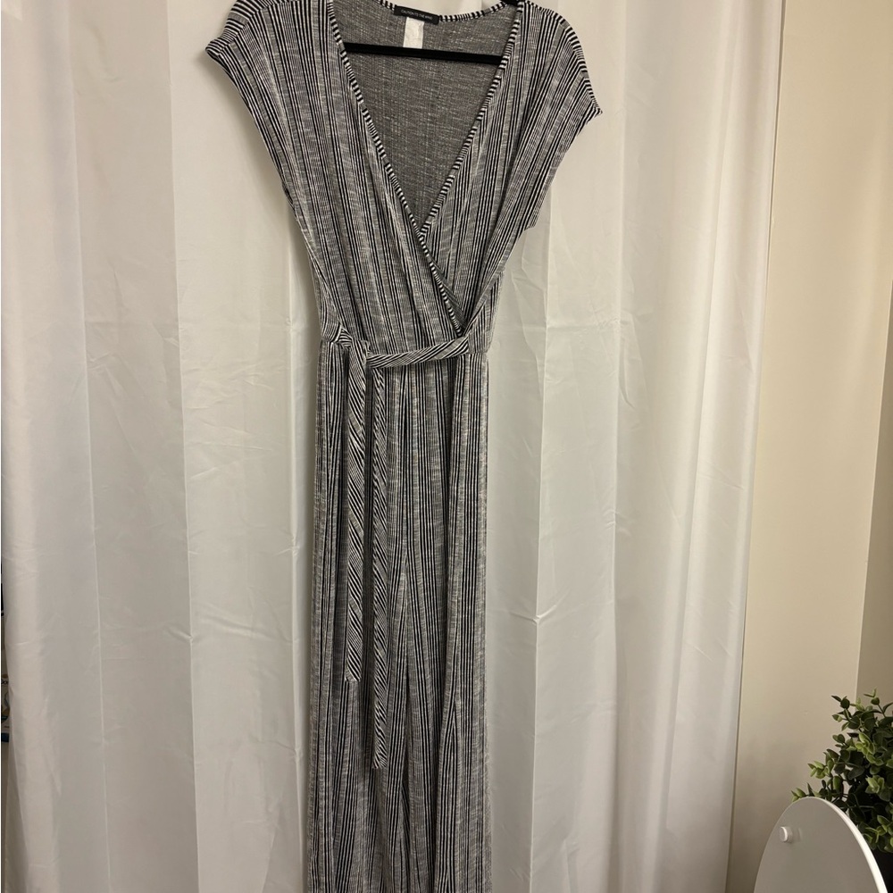 Caution To The Wind Black and White Striped Jumpsuit